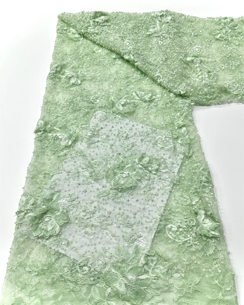 

Африканская мягкая кружевная ткань с блестками и бисером, 2026, высокое качество, французская нигерийская кружевная ткань с 3D вышивкой для свадебного швейного материала