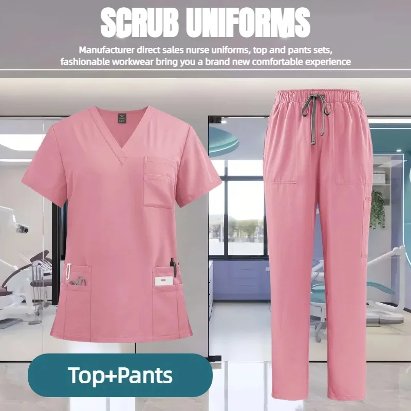 زي طبيب للعناية بالحيوانات الأليفة، شعر غير لزج، ملابس طبية للنساء من القماش الرقيق والخفيف للزي السريري الصيفي للمرأة