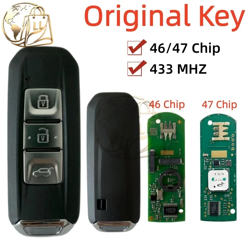 Llave Inteligente Original para Chevrolet ID46/47, Chip de 433mhz, 3 Botones, para Chevrolet Captiva Turbo, Chevy Groove, Blazer, Enjoy, Optra, Hector