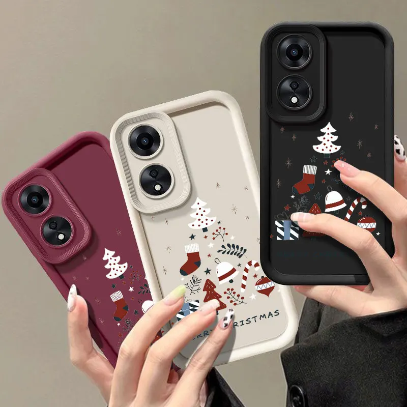 Christmas Fashine Case For OPPO A3X A17 A38 A54 A55 A57 A58 A60 A73 A74 A76 A78 A94 A98 5G Shockproof Soft Cover Coque Shell