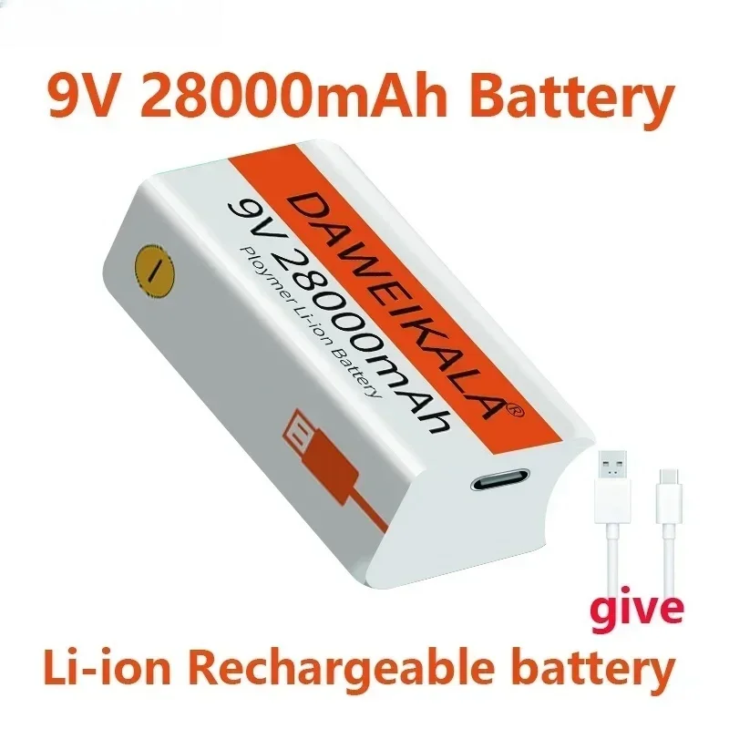 9V 28000mAh Oplaadbare Li-ionbatterij met Micro USB voor Multimeter Microfoon Speelgoed Afstandsbediening Pedaal Rookmelder