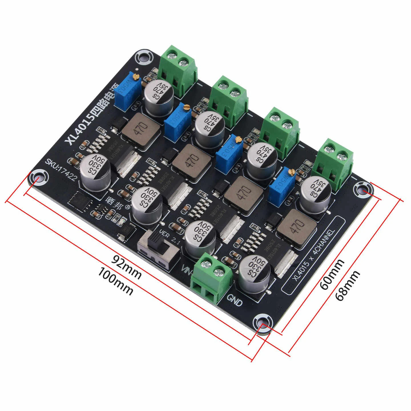 DC-DC Converter DC5-32V to DC0.8-30V 5A Max Power Supply Board XL4005E1 Four-channel Step-down Adjustable Power Supply Module