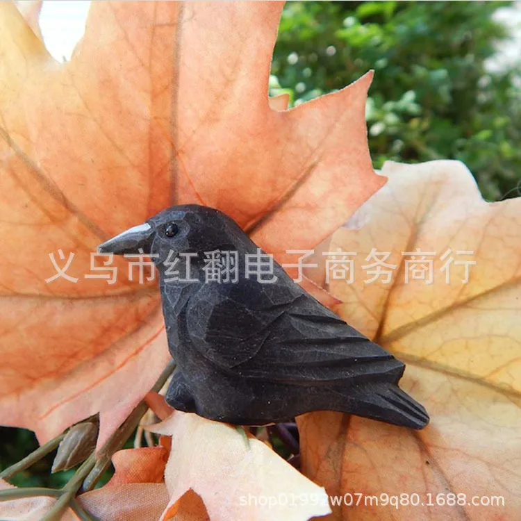 

Cross border independent station black bird and crow statue sculpture resin decoration small animal home tabletop ornaments