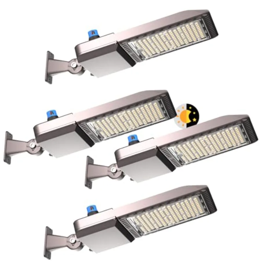 

Outdoor parking lot lighting: aluminum alloy, black, 240W high-output with dusk-to-dawn sensor, adjustable arm mount, 60000Lm b