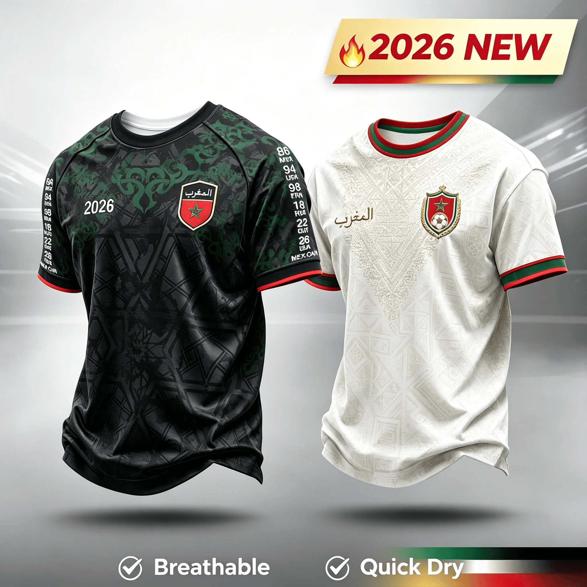 2026 New Morocco Football Fans T Shirt Men Red Letter Print Short Sleeve Tee Team Soccer Casual Sports Jersey Family Kids Tees