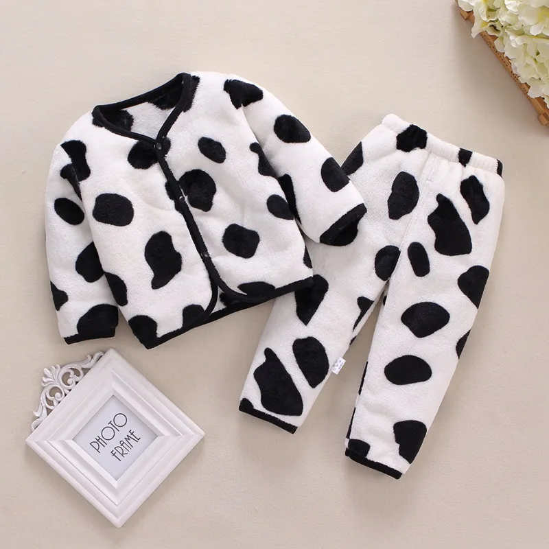 Winter Baby Girl Clothes Set Thicken Warm Newborn Toddler Boy Outfit Long Sleeve Tops+Pant 2Pcs Girl Suit Infant Sleepwear A1258