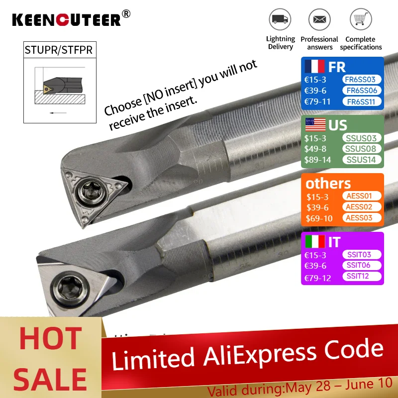 

1PCS STUPR/STFPR High speed steel arbor H08K-STUPR09 H16Q-STFPR11 Internal hole Turning Tool TPMT carbide blade lathe tool set
