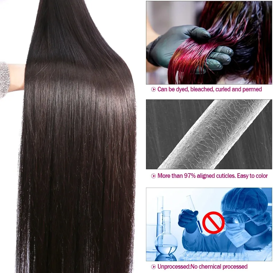 Bundles Human Hair 30 40Inch Raw Virgin Unprocessed Extensions Bone Straight Human Hair 4 Bundles Double Weft Bulk Braiding Hair image 5