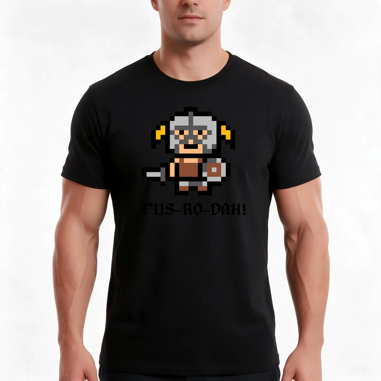 8 Bit Dovahkiin T-Shirt, Summer Casual Cotton Tee, Oversized Streetwear Tops, Vintage Graphic Print, Loose Fit Short Sleeve