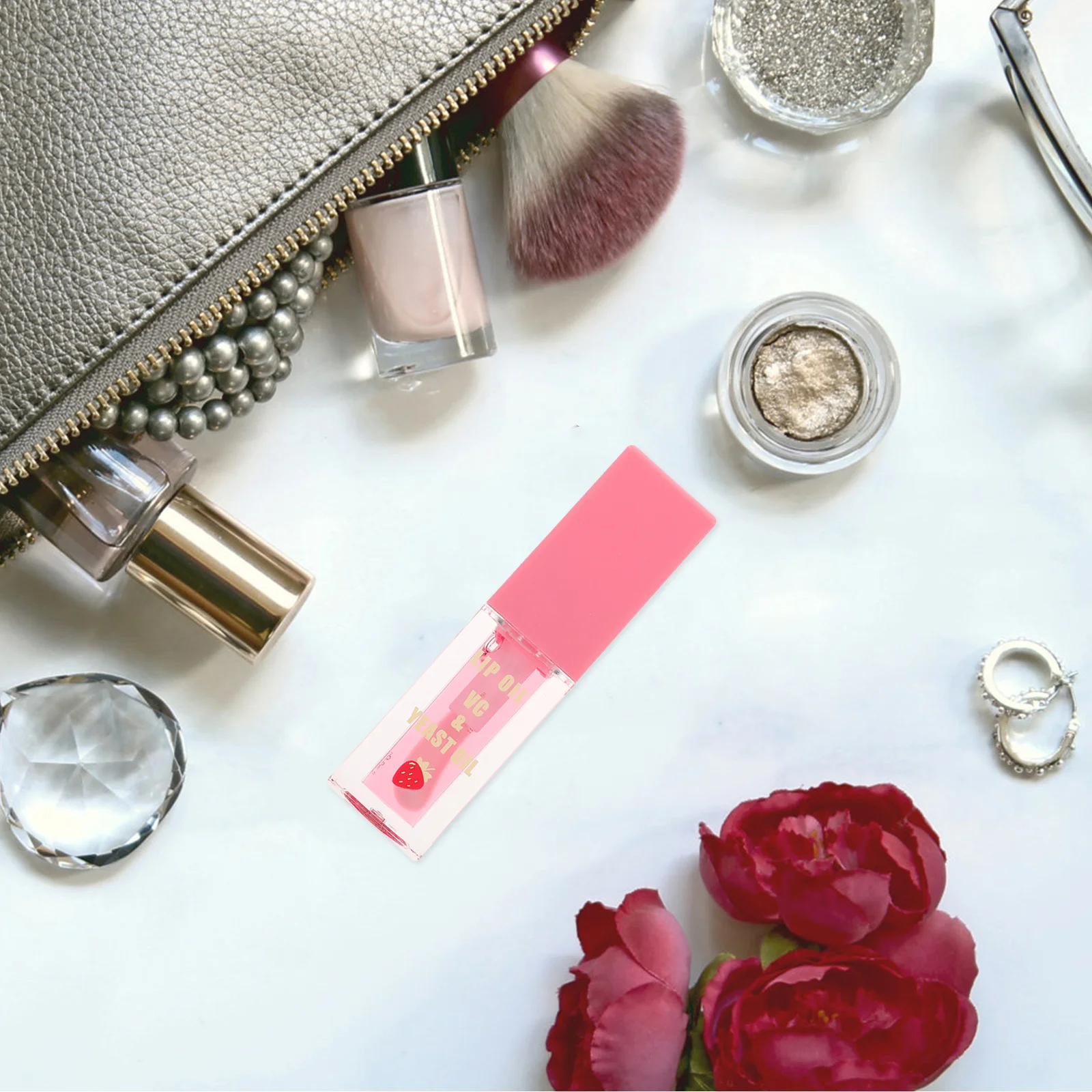 Brillant à lèvres saveur fraise, Surface miroir, liquide, hydratant, maquillage fruité longue durée pour femmes