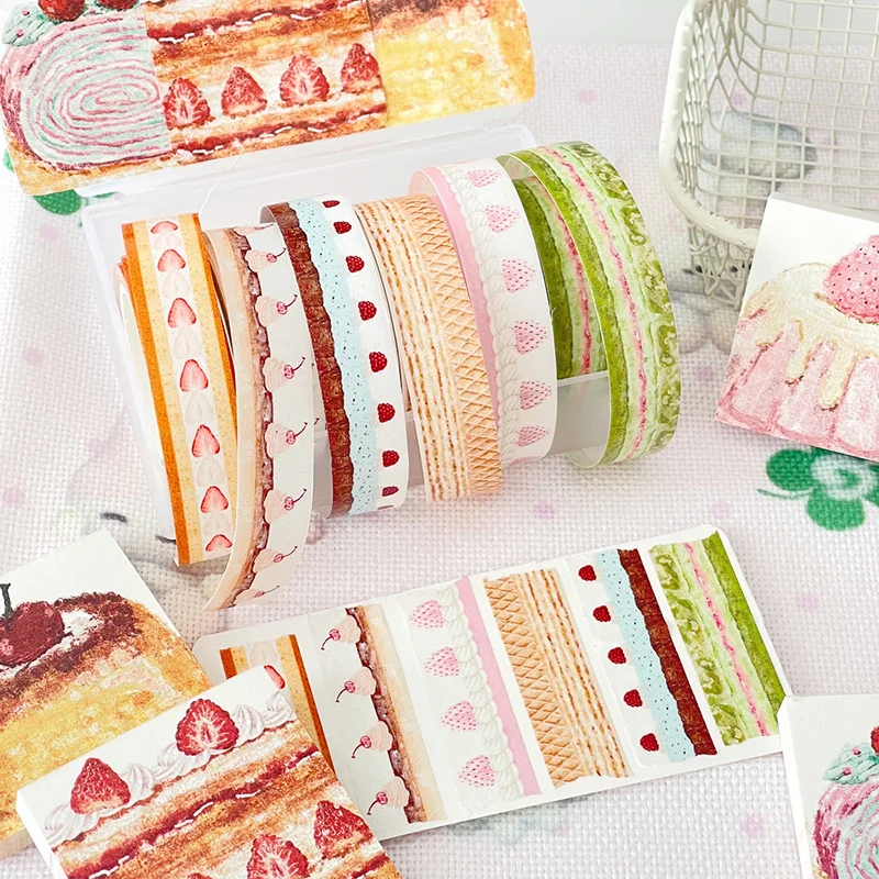 

Cute Ins Korean Cake Washi Tapes Decoration Scrapbooking Diary DIY Album Journal Collage Masking Tape Material Stickers Gift