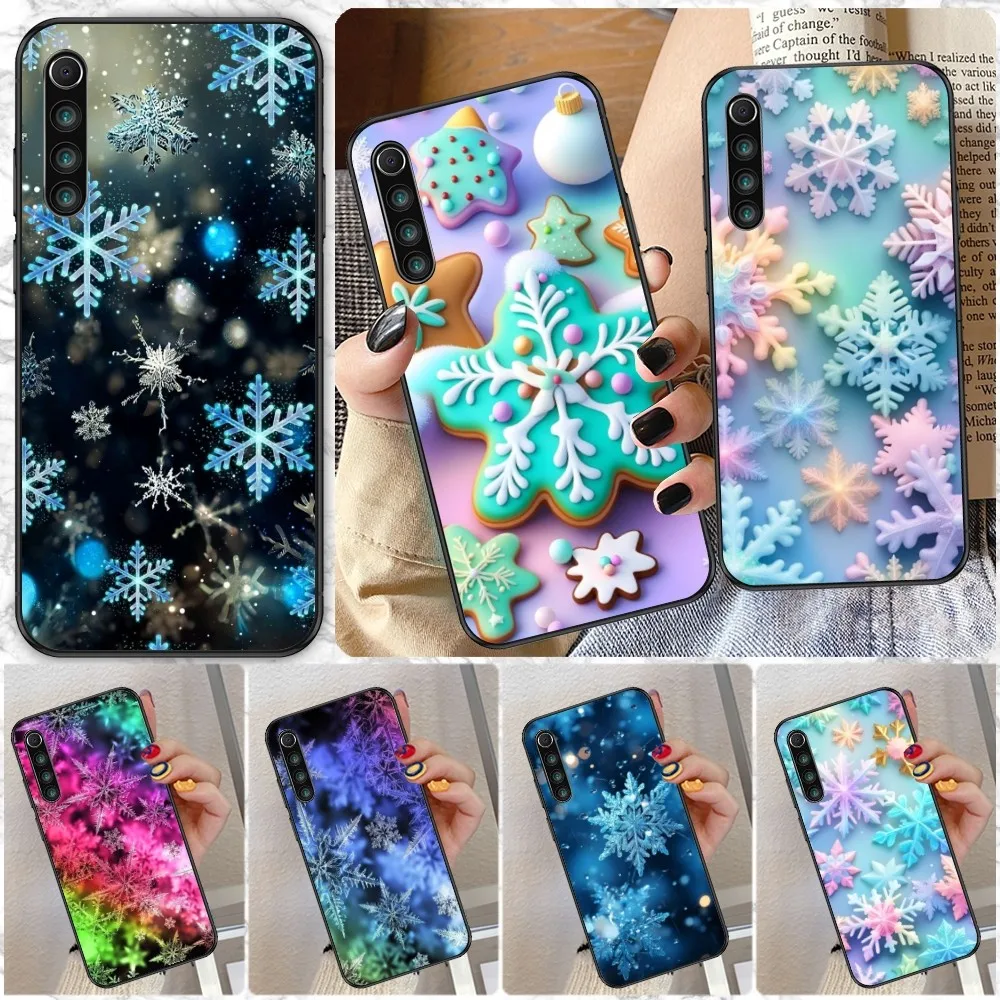 Snowflake Pretty Mobile Cell Phone Case for Xiaomi Redmi Note 12 11 10 9T 8 7 Pro 9 9A 9C 8 Black Soft Phone Cover Funda