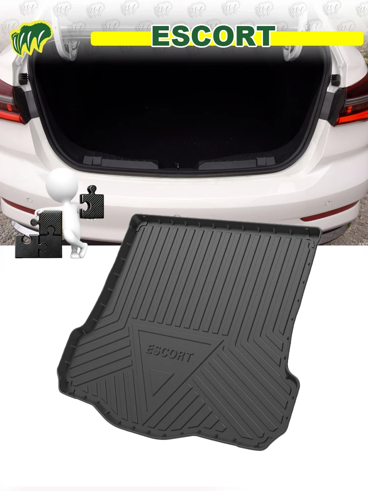 For Ford ESCORT 16 17 18 20 2015-2021 Custom Fit Car Trunk Mat All Season Black Cargo Mat 3D Shaped Laser Measured Trunk Liners