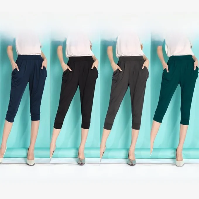 Pantaloni corti casual da donna taglie forti Pantaloni larghi a nove piedi Pantaloni versatili da donna di alta qualità dalla vestibilità comoda