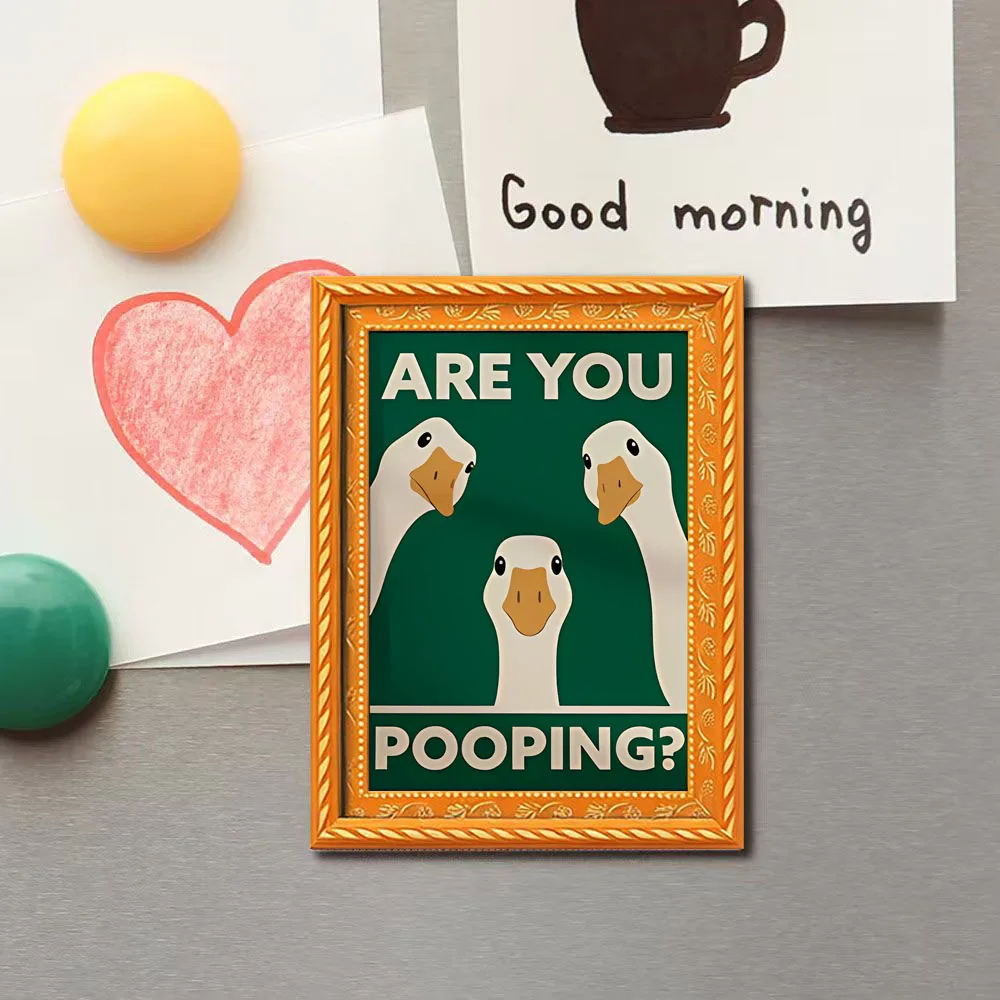 1 Piece of Interesting Refrigerator Magnet with Three Ducks Pattern, Mini Photo Frame Design, Small Creative Frame Hanging Picture, Wooden Craft, Fun Home Decoration, a Must-Have Refrigerator Magnet for Animal Lovers, Fun Home Decor Props, Holiday Gift