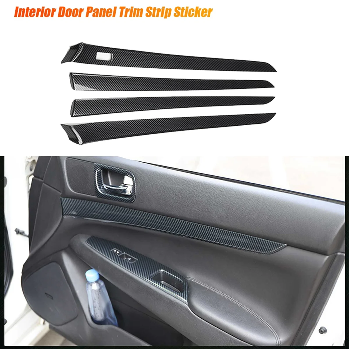 Car Interior Door Panel Decoration Strip Trim Moulding Sticker for Infiniti G37 G25 Q40 EX35 2010-2013 ABS Carbon Fiber