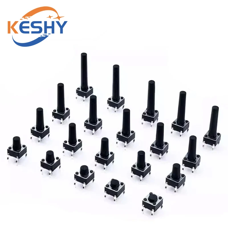 50PCS 4.5X4.5X3.5/3.8/4.5/5/6/7/8/9/10/11/12MM 4Pin DIP 12V PCB Tiny Button Tact Switch 260GF Momentary Tactical Push Button