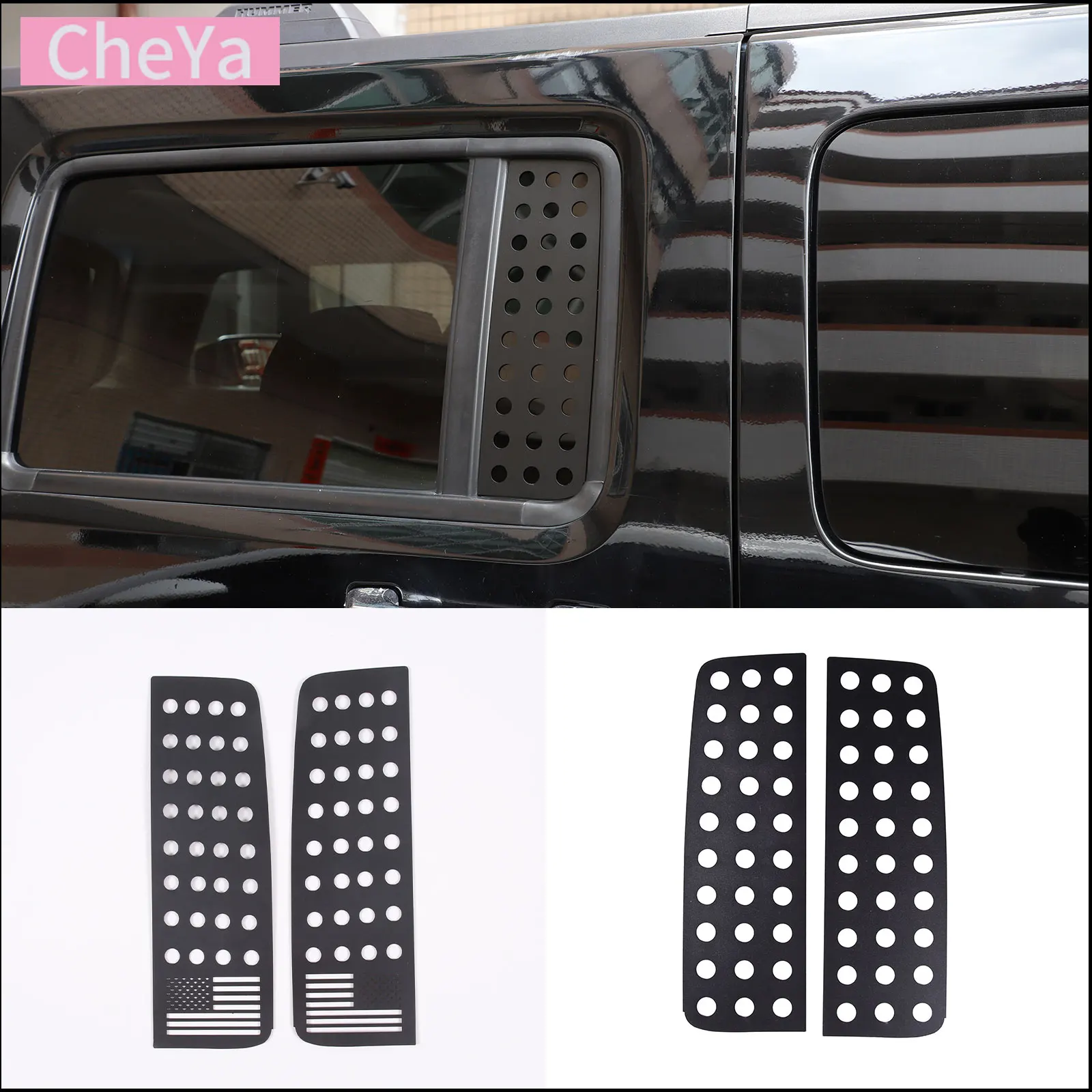 

cheya Aluminum Alloy Car Rear Window Glass Guard Plate trim Stickers for Hummer H3 H3T 2005-09 Exterior Modification Accessories