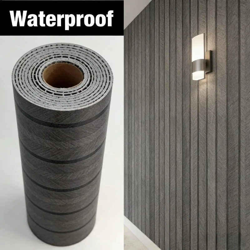 

Easy Install Wood Look Self-Adhesive Wallpaper Foam Grille Wall Panels for DIY Home Decor Ceiling Background Wall Kitchen Closet