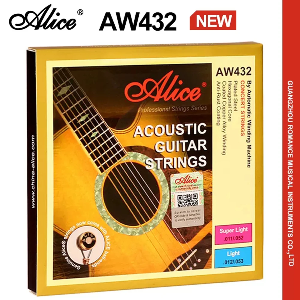 10 Sets Alice AW432 hexagonal high carbon steel core 85/15 bronze plated copper alloy Acoustic Guitar Strings