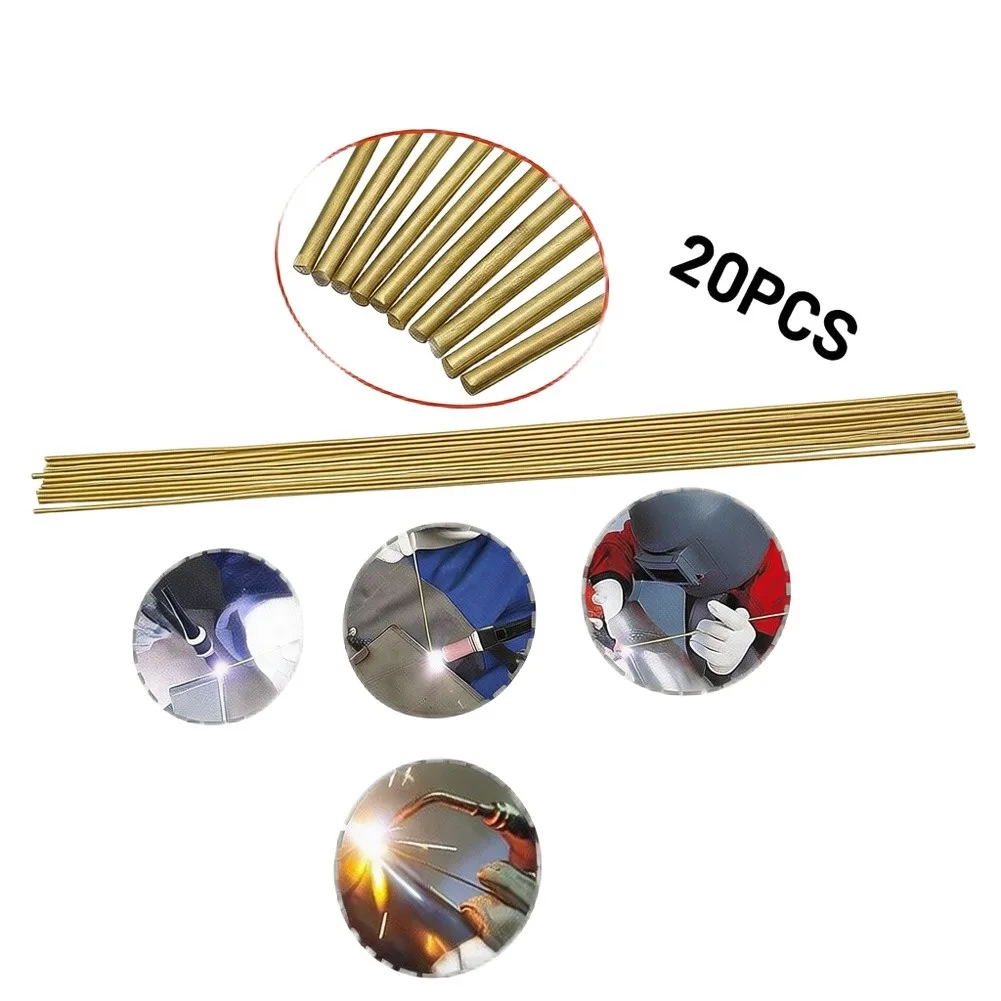 20Pcs 1.6x250mm Brass Welding Rods Low Temperature Brazing Wire For Copper Iron Steel Gas Welding Filler Material Tools