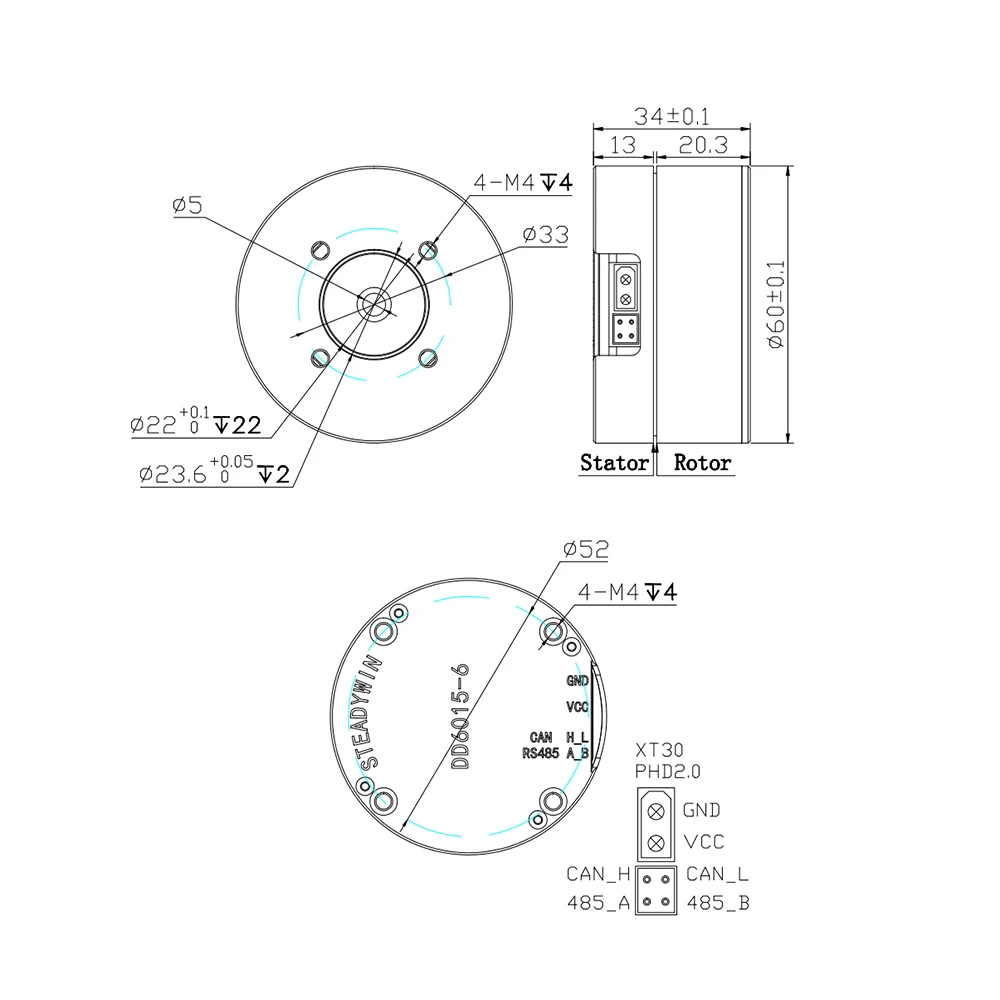 DD6015 Direct Drive Servo Motor - Gimbal, Payload Stabilizer, Robotic Joint Module