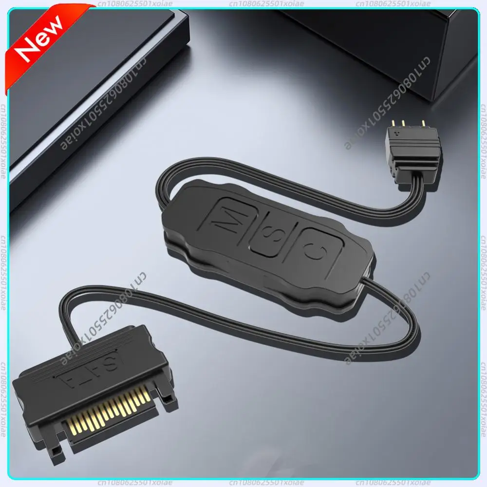 ARGB Controller Cable SATA To 5V 3 Pin Controller Mini Adapter Controller SATA Power Supply RGB Control Cable for PC Cooling Fan