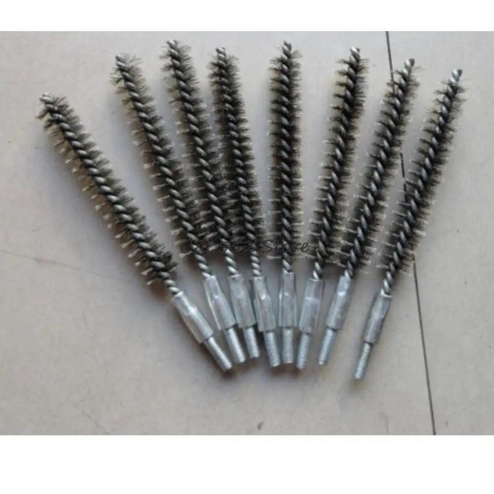 1Pc 10/12/15/18/20/25/30/35/40/50mm Diameter Stainless Steel Round Wire Tube Pipe Cleaning Brush 6mm Thread