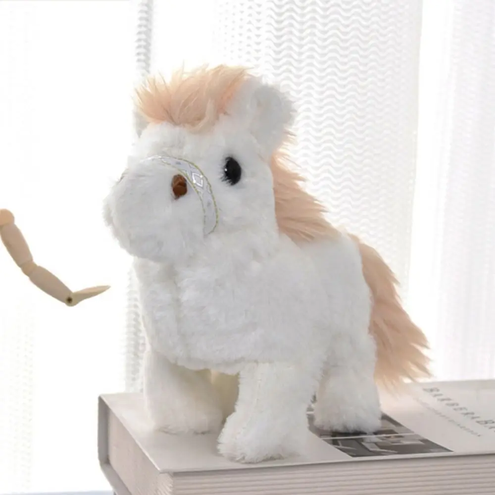 Simulated Walking Horse Plush Doll Moving The Tail Soft Fur Electric Horse Plush Toy Walks and Makes Sounds Electric