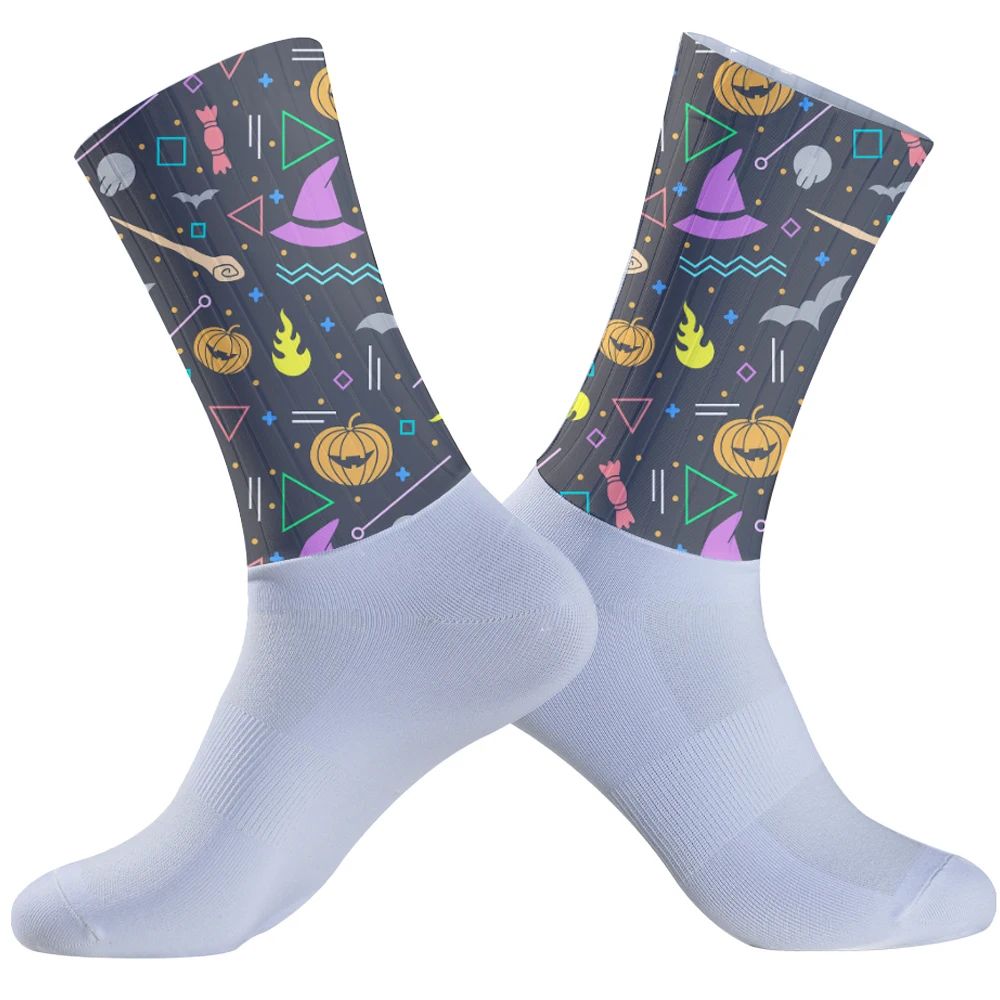 Männer und Frauen Halloween Rad socken rutsch feste atmungsaktive Fahrrads ocken Kompression Sports ocke Fahrrad flotte Renn socken