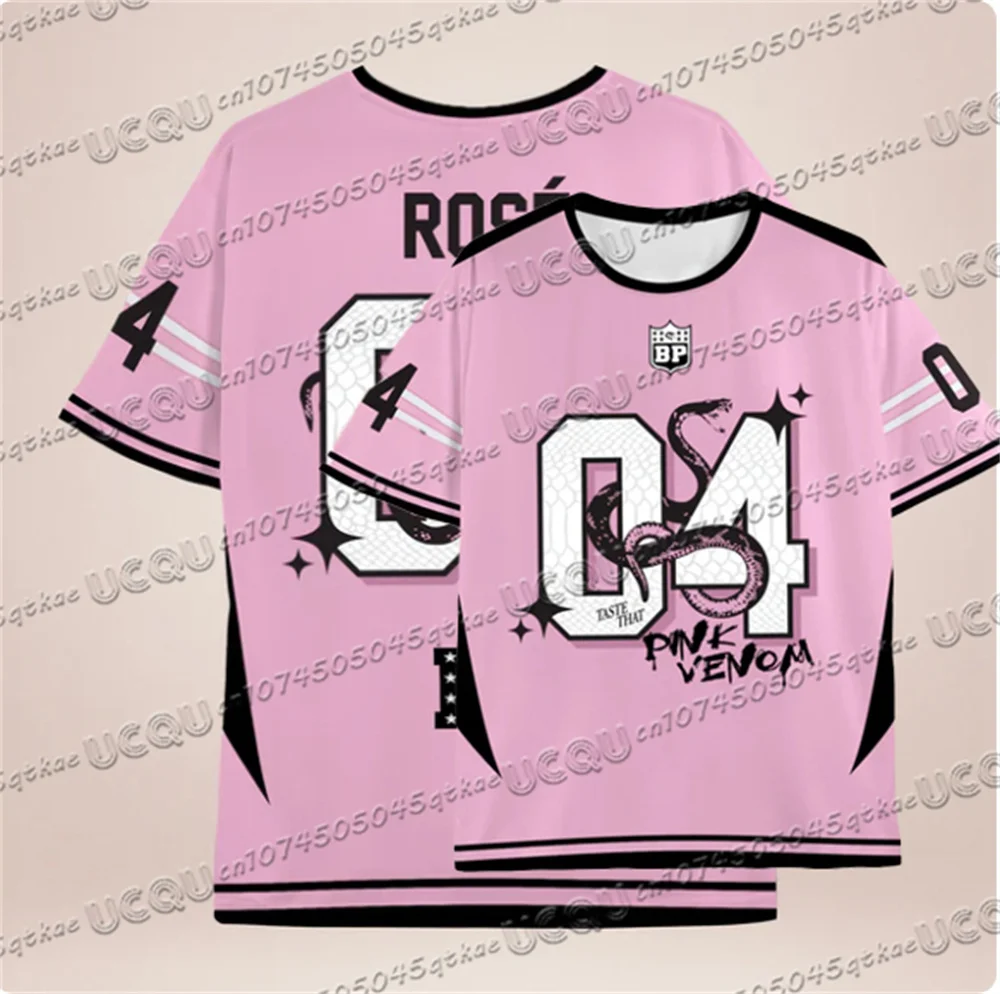 الوردي الأسود المتناقضة الأفعى طباعة نمط جيرسي تي شيرت لصيف المرأة الكورية فتاة مجموعة المحملة س الرقبة فضفاض رداء علوي غير رسمي #3