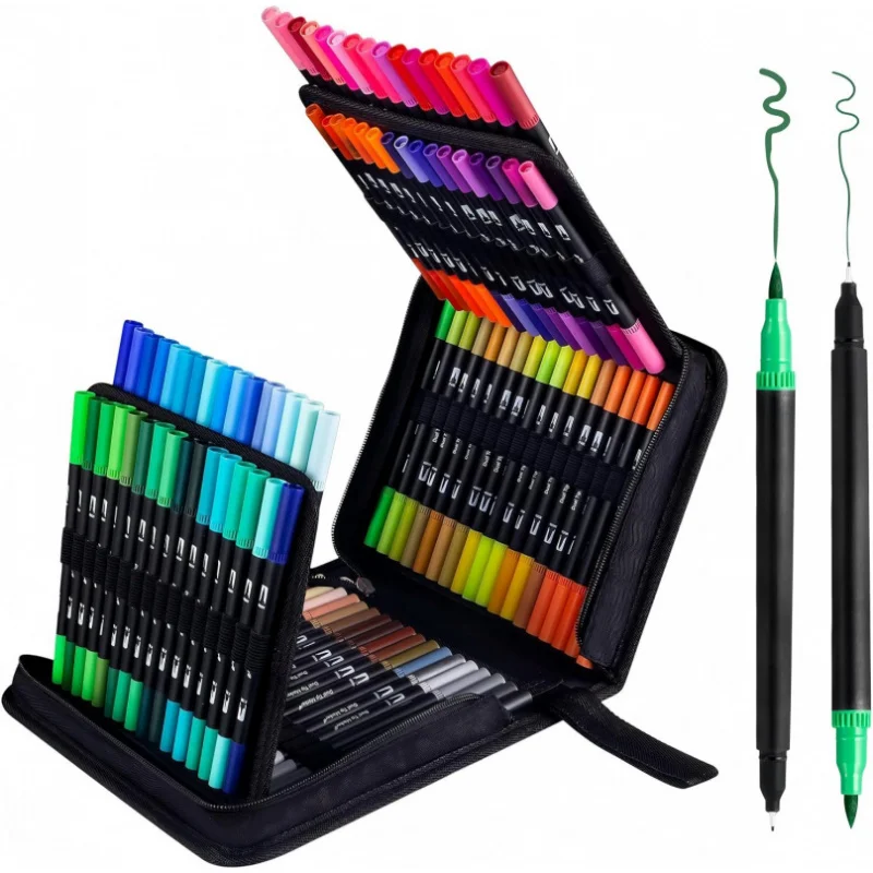 

36-120 Colors Brush Tip Markers Art markers, Dual Tip Brush Pens Coloring Markers for Coloring Book, Brush Pens for letterin