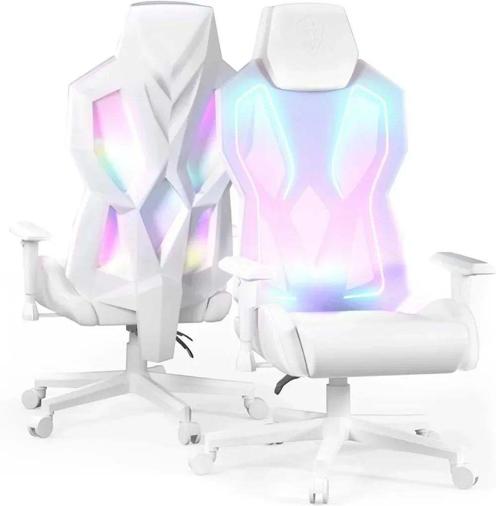 RGB Gaming Chair with LED Lights, Ergonomic Computer Chair for Adults, Reclining Chair, Video Game Chair with Adjustable Lumbar