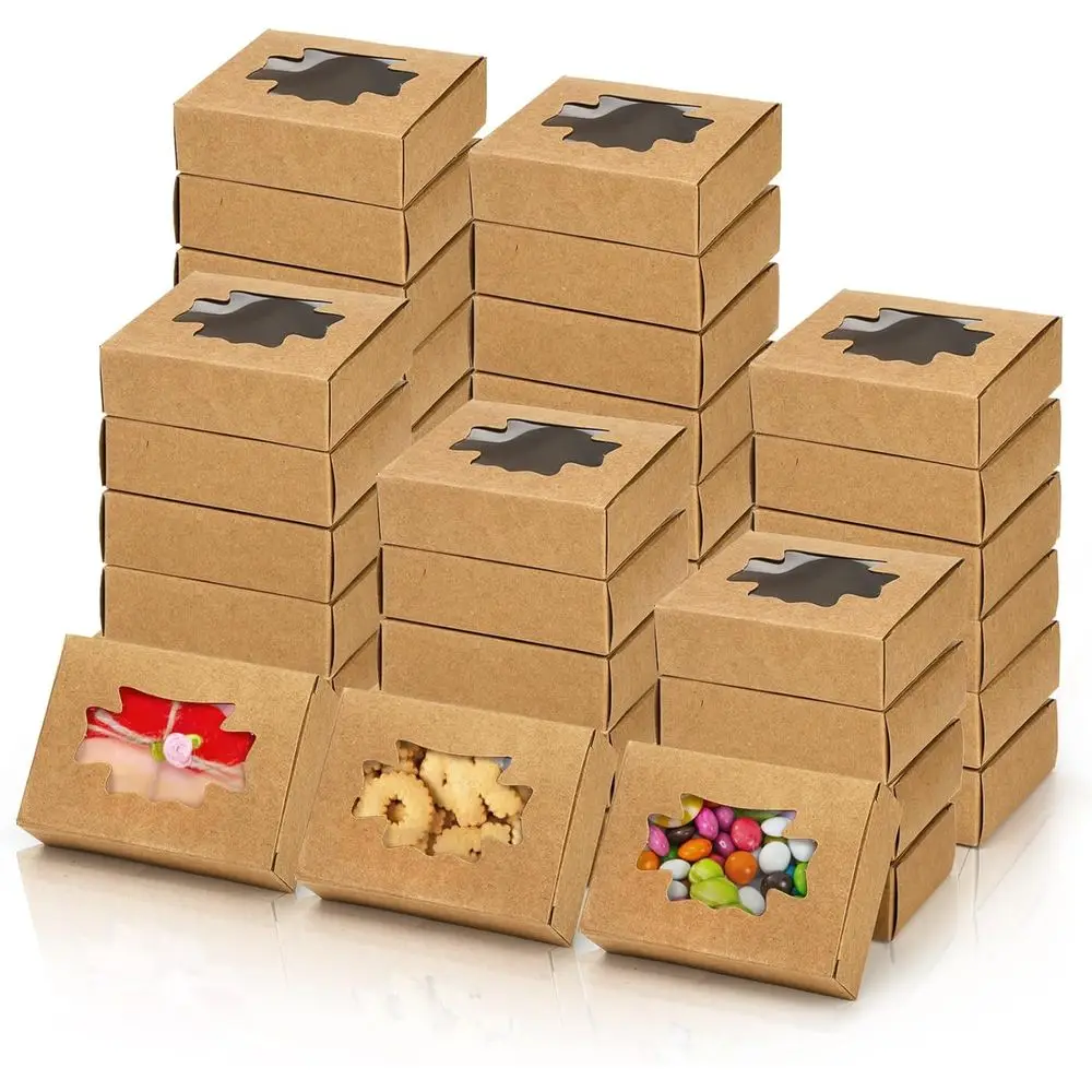 

100 Pack Krat Paper Soap Boxes, Krat Treat Boxes with Window, RecSoap Wrappers Packaging, Soap Mg Supplies or Bakery, Chlate, Sw