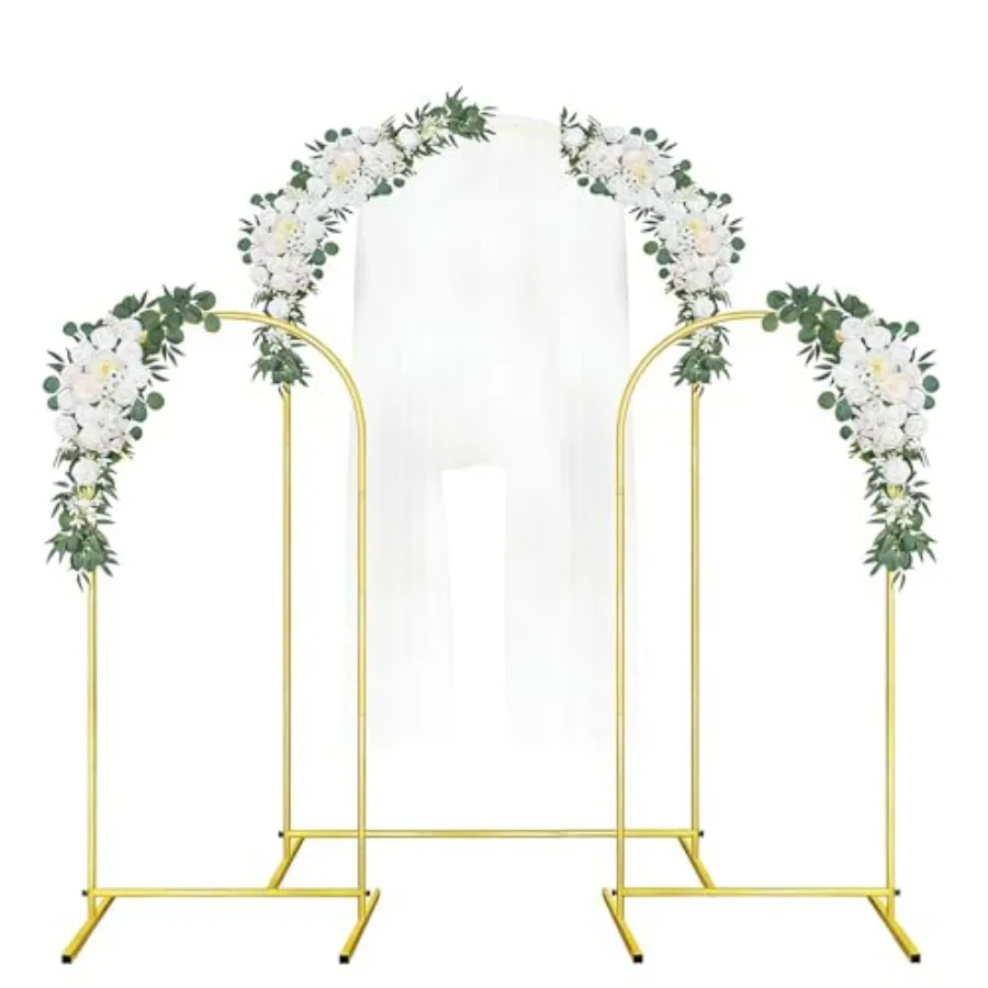 

Wedding Arch Backdrop Stand 7.2FT, 5.9FT, 5.9FT Set of 3 Gold Metal Arch Balloon Stand for Wedding Ceremony Baby Shower Birthda