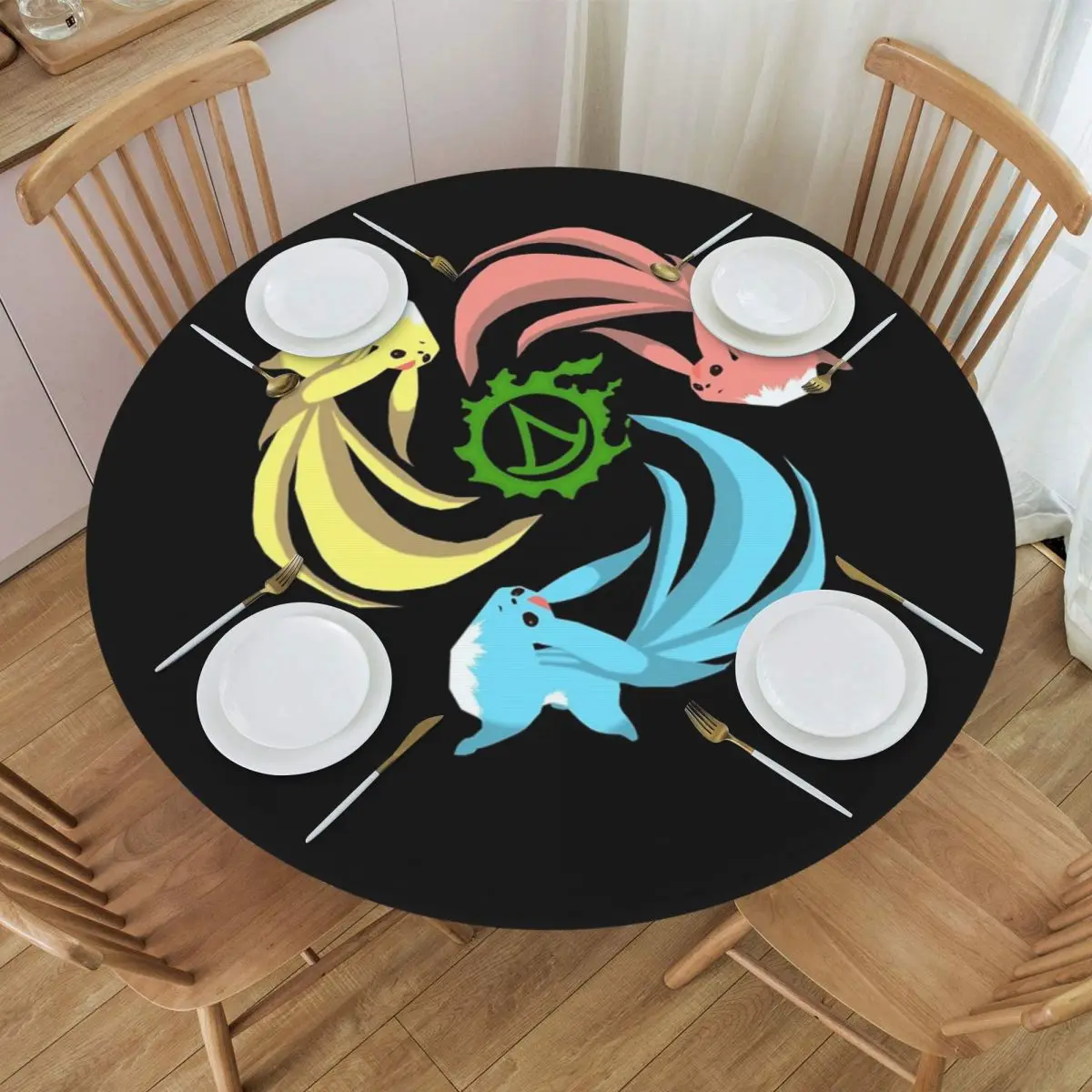 Ffxiv Summoner - Carbuncles Waterproof Round Tablecloth Oilproof Table Cloth for Kitchen Events Dining Table Cover