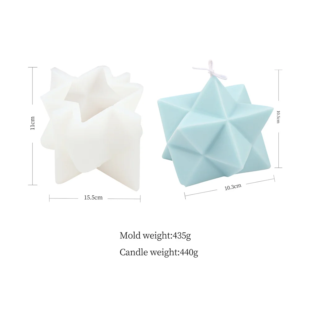 New Design Creative Multilateral Face Star Silicone Mold Aromatherapy Candle Resin Plaster Chocolate Baking Tool for Ornaments