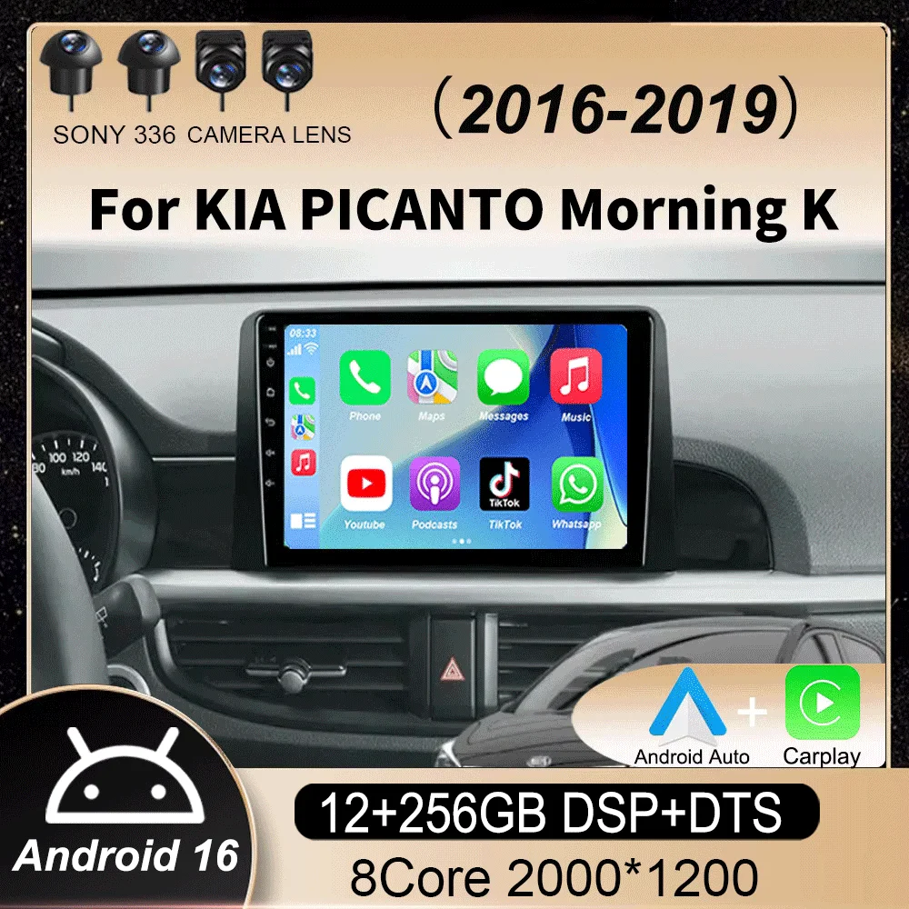 Android 16 Carplay WIFI+4G For KIA PICANTO Morning K 2016 2017 2018 2019 Car Radio Autoradio Multimedia Player Navigation Stereo