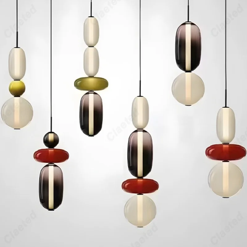 Nordic Luxury Gourd String Pendant Lamp Colorful Candy Glass Chandelier Decorative Lighting for Living Room Dining Room Cafe