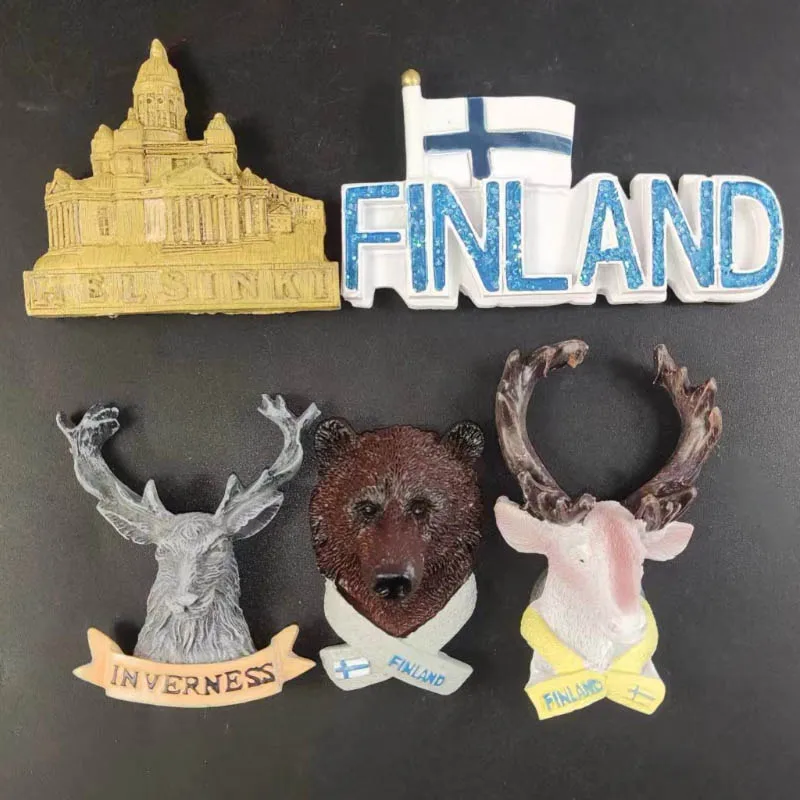 3D Resin Refrigerator Magnet for Home Decoration, Kitchen Decor, Souvenir, Travel Souvenir, Finland Helsinki Tourist Memorial