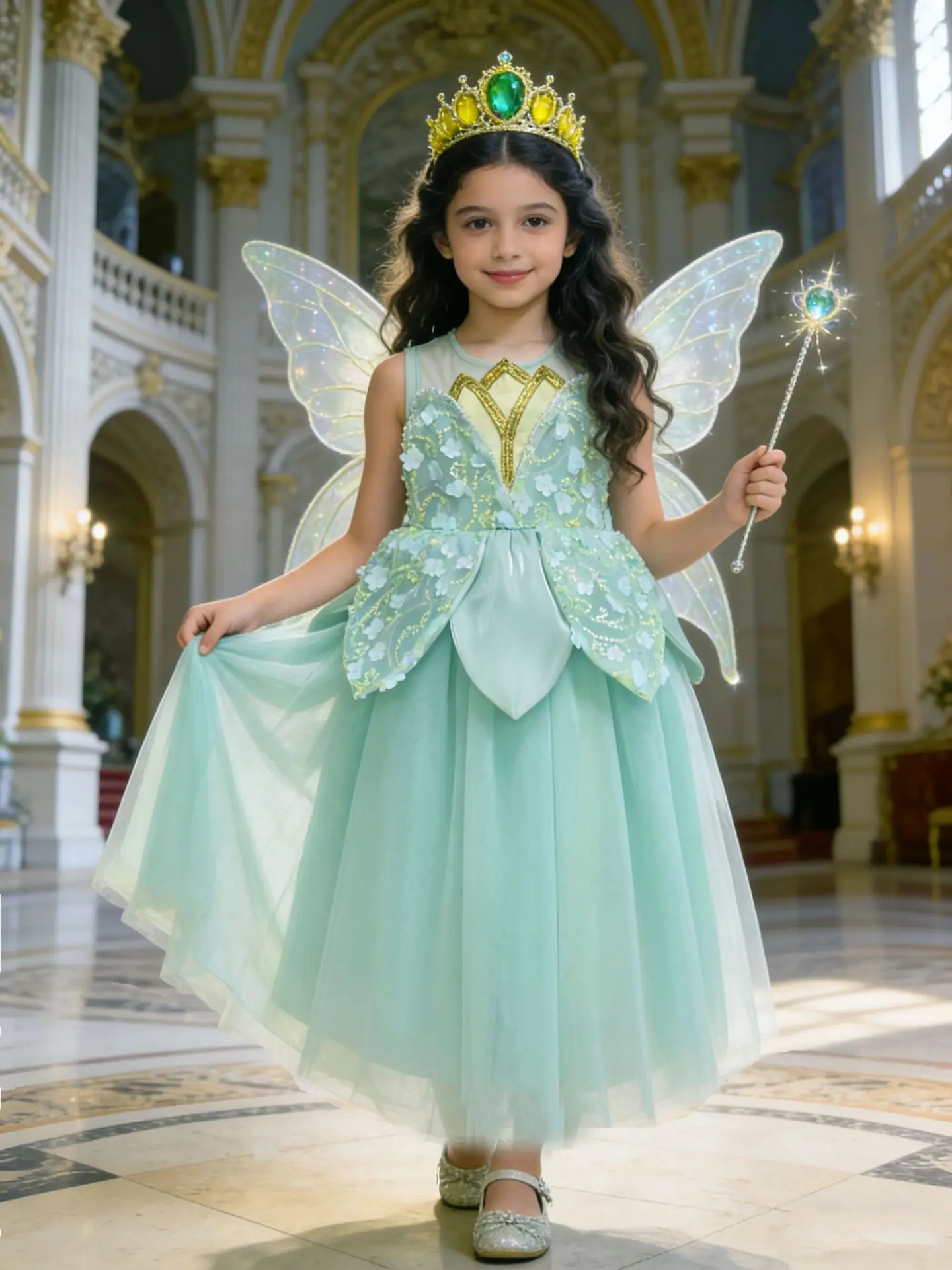 

Новое зеленое платье с бантом и цветочным узором для маленьких девочек (только платье), модные детские праздничные платья принцессы для детей 3-7 лет