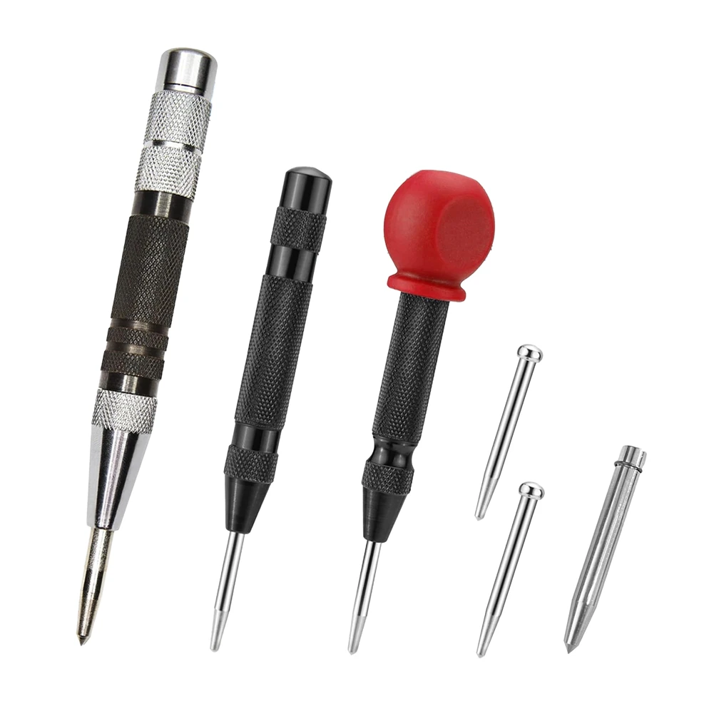 

ABBP-Premium 6In And 5In Spring Loaded Center Punch, Adjustable Tool For Wood, Metal, Glass