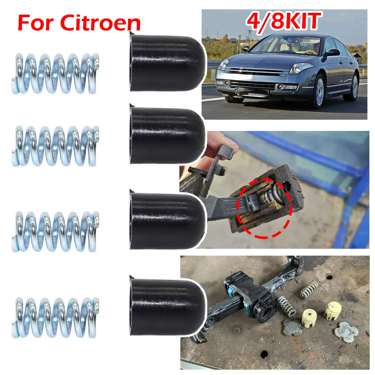 

4/8kit Car Door Check Strap Limiter Repair Kit Stopper Damping Spring Clip For Citroen C6 I TD 05-2012 JUMPER Peugeot 508 BOXER