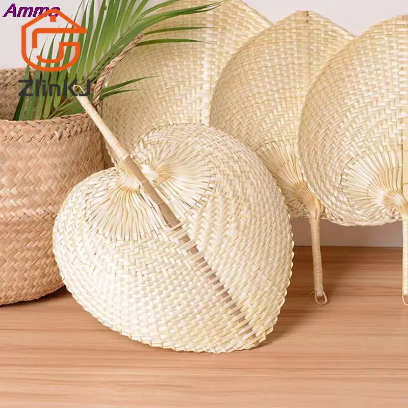 1PC Bamboo Palm Leaf Hand-woven Hand Fan Home Decoration Size 30*40cm Handmade Straw Woven Fans Craft Summer Cooling Fan
