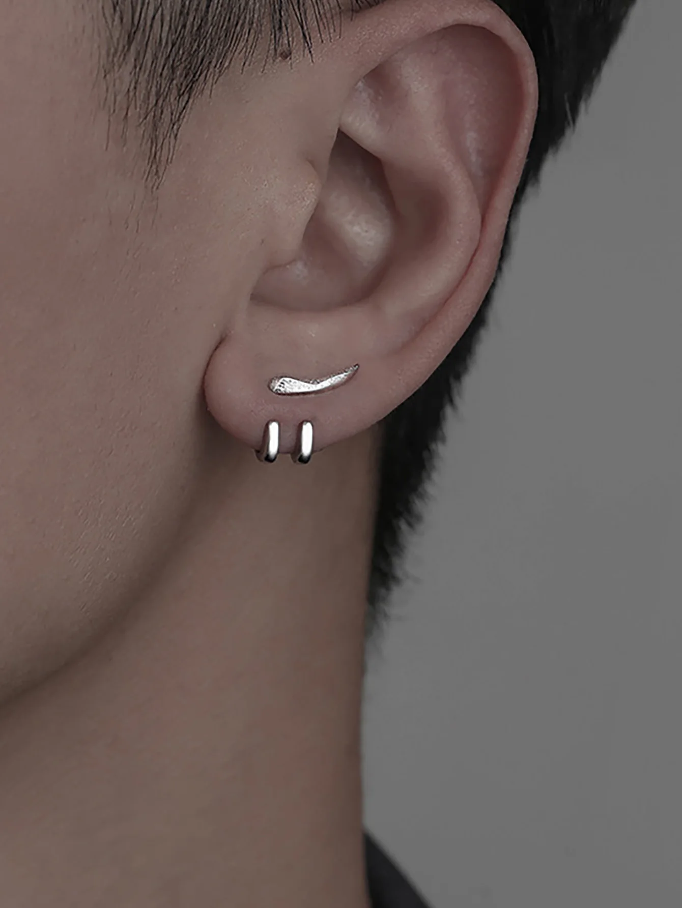 Silver Color Curved Hook Earrings for Women Men Punk Hip-hop Rock Simple Detachable Cool Chic Couple Fashion Jewelry Gifts image 3