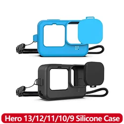 Hero 13/12/11/10/9 Silicone Case Drop-proof Protective Case with Lanyard Lens Cap For GoPro 13 12 11 10 9 Black Action camera