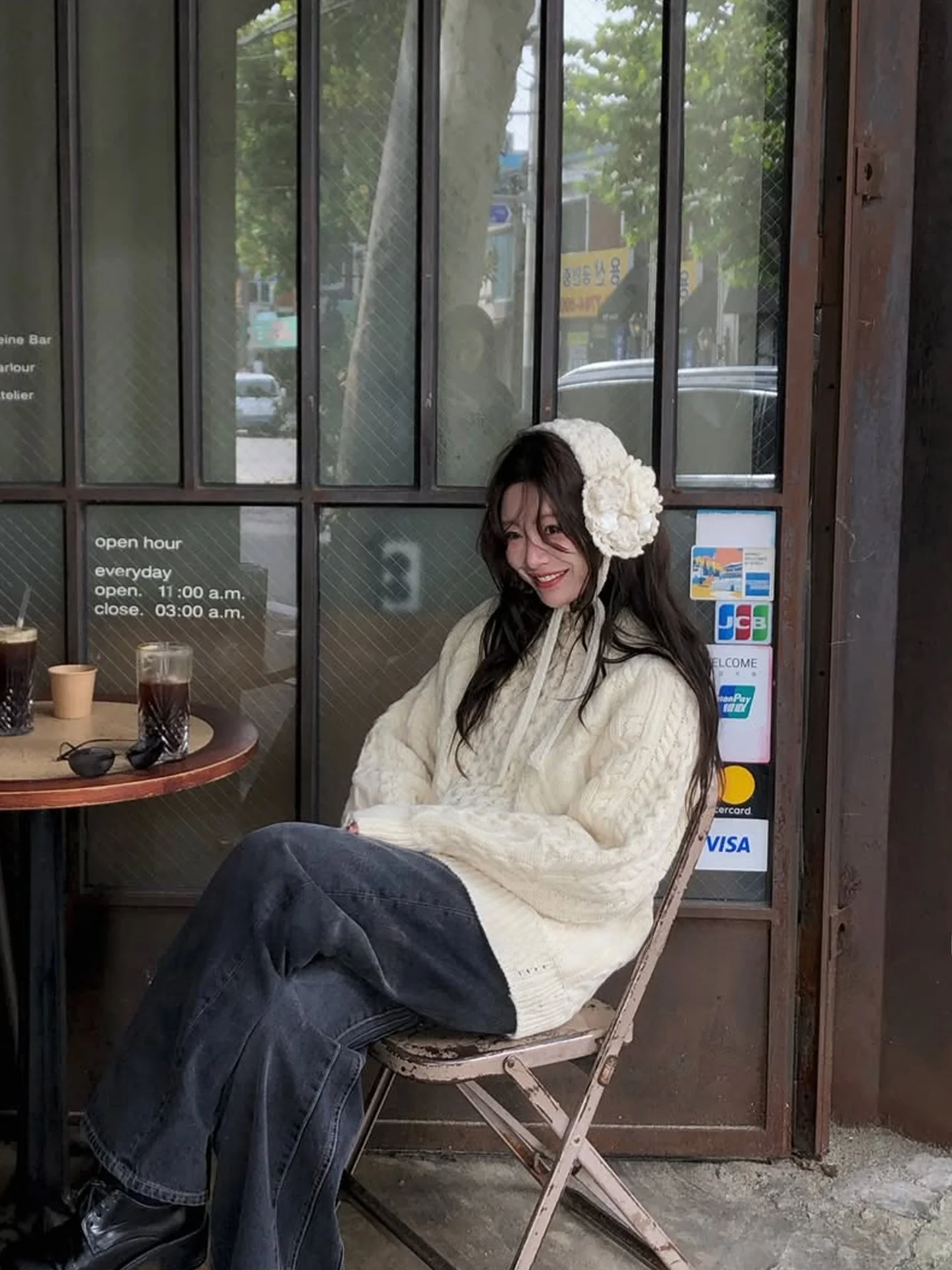 romantic-flower-knitted-ear-covers-warm-handmade-2025-autumn-winter-beige-cute-ear-muffs-faionable-ear-pads-accories