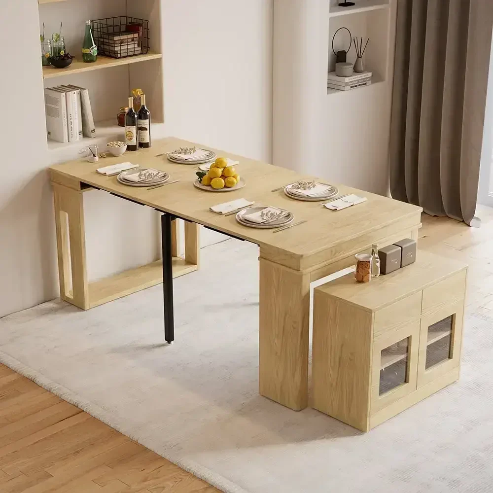 Modern Extendable Dining Table Kitchen Black Rectangle Sideboard Mesa Living Room Extensible Comedor With Storage Drawers Modern