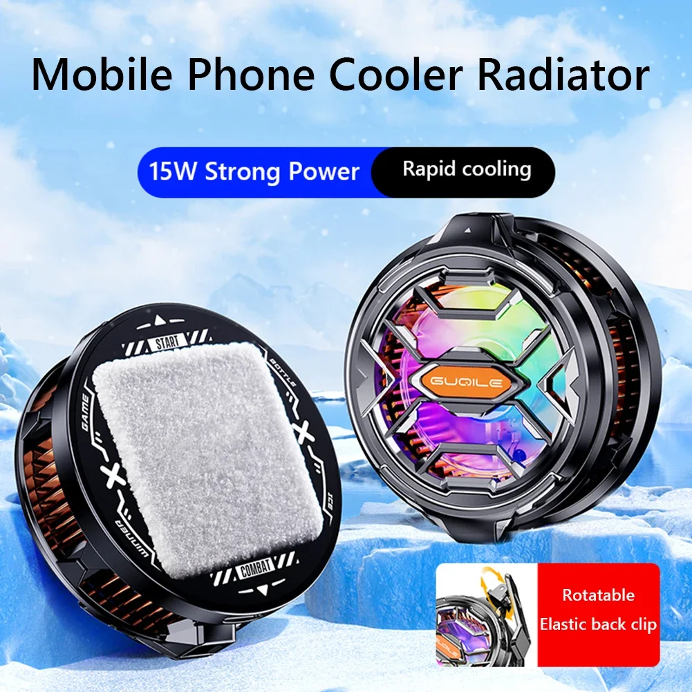 Magnetic & Rotatable Back Clip Semiconductor Mobile Phone Cooler Radiator Strong Cooling RGB Cell Phone Cooler Phone Cooling Fan