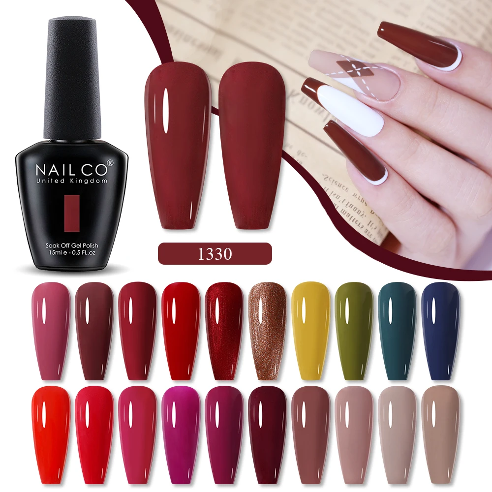 NAILCO 15ml Autumn Winter Series Red Brown Color Gel Nail Polish UV Gellak Design Lacquer Top Base Coat Nail Manicure Varnish